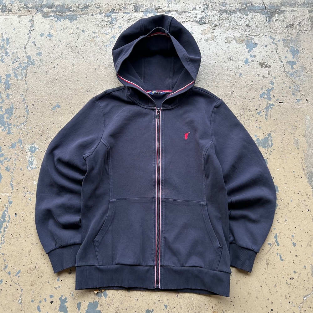 Polo Sport Ralph Lauren Navy Blue Full Zip Hoodie Red Pony Logo Mens Medium